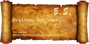 Breitner Sándor névjegykártya